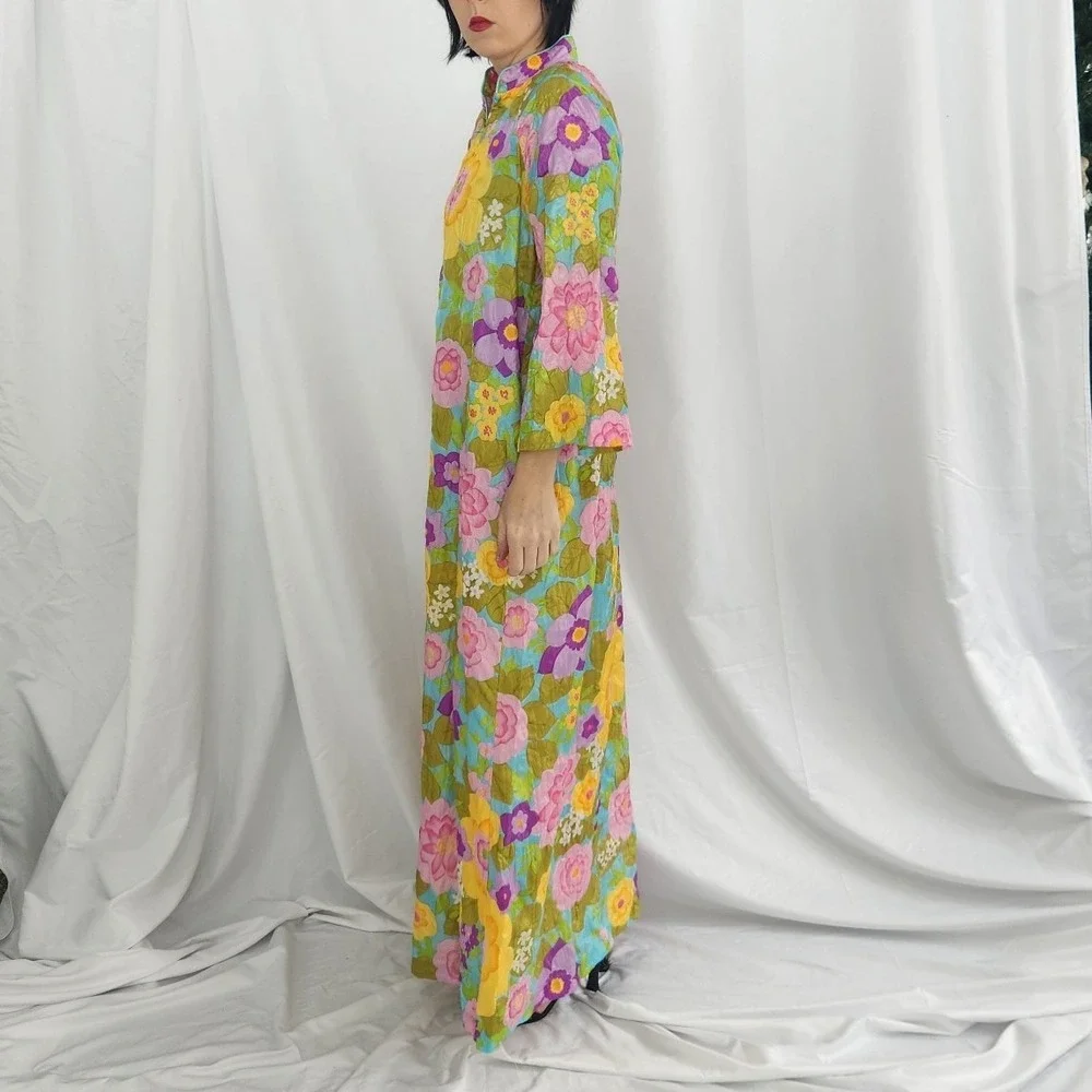 70s Flower Power Zip Front‎ Robe - Picture 2 of 4